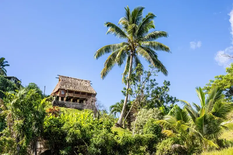 The Cakaudrove Women’s Resource Centre among palm trees in Fiji